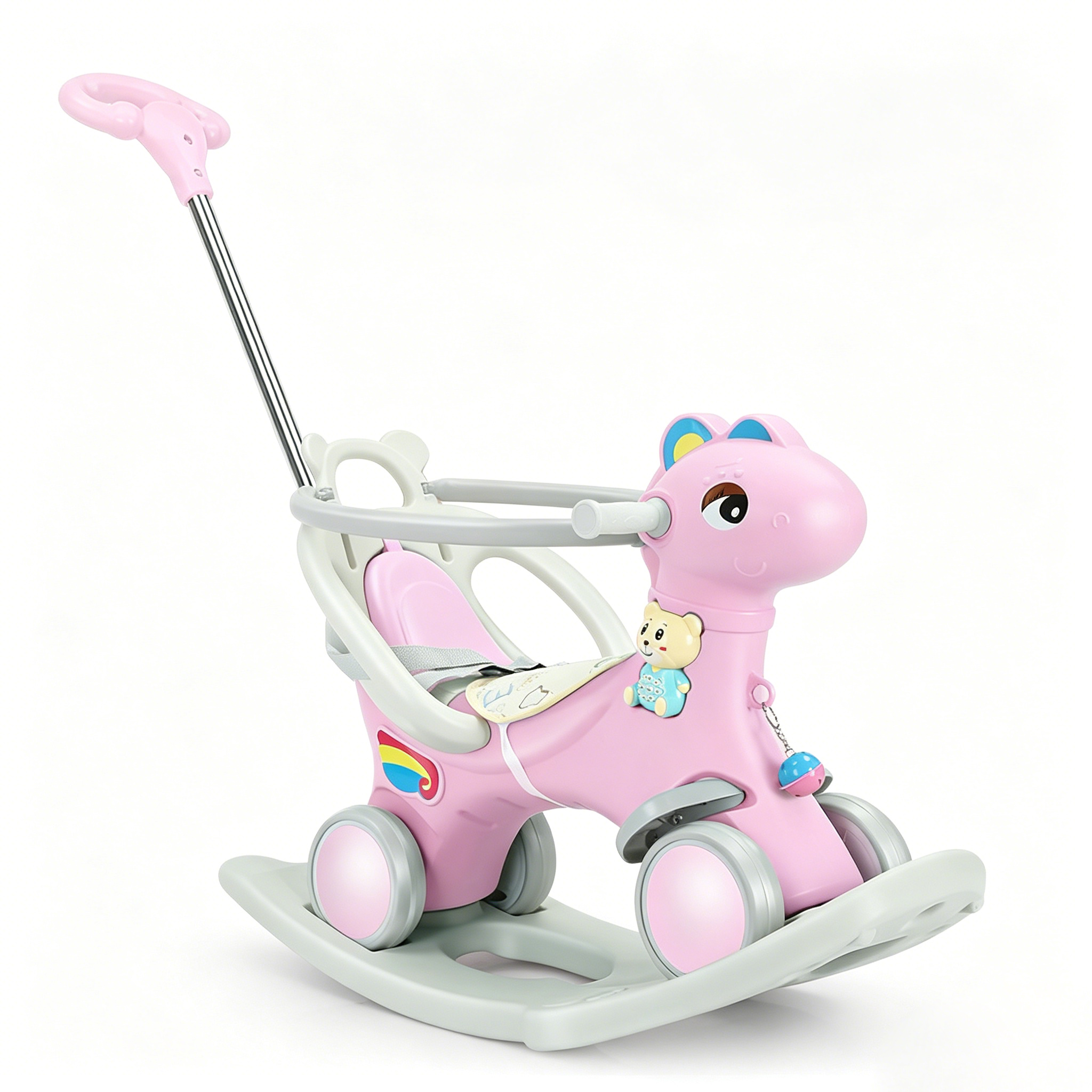 Cheval à bascule rose 3 en 1