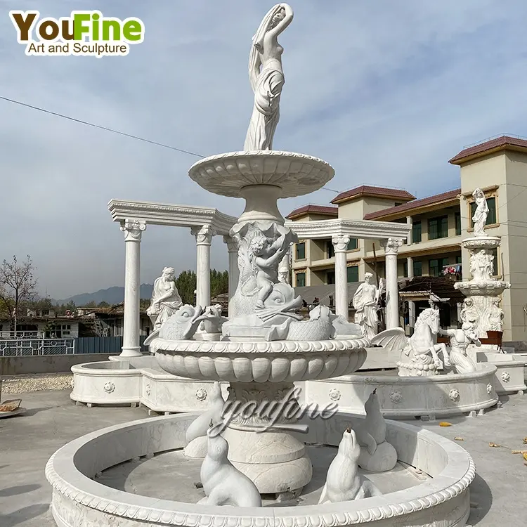Fontana di marmo all'aperto moderna della statua del giardino di progettazione di dimensione su ordinazione all'aperto con il prezzo di fabbrica