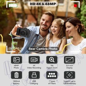 Fotoğraf için WIFI 4K 48MP çift Lens dijital kamera, Vlogging kamera - Product Image 4