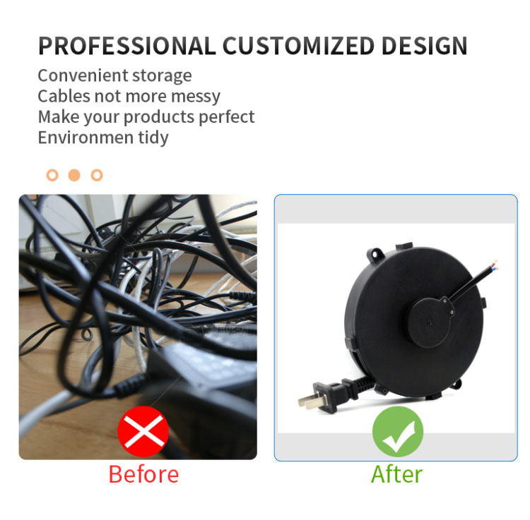 Flat Wire Self-locking Cable Reel Storage Rack Extension Power Cord Reel