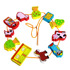 Montessori diy חוות חיות עץ חוטי חוט פאזל חינוכי ילדים חוסמים צעצועים מצחיקים לילדים
