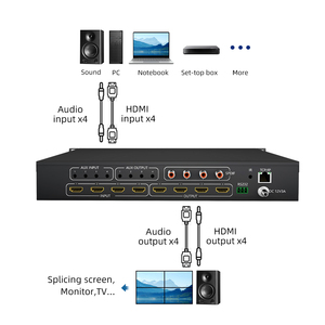 4K 60Hz <strong>HDMI</strong> <strong>Matrix</strong> <strong>Switcher</strong> 4-In-4-Out Video Wall 2.0 Audio Video Equipment Video Splitters &amp; Converters