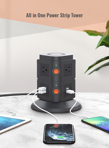 Desktop Vertical USA Outlet Drahtlose Ladestation Multi Plug Einzelsc halter 6 Steckdose Überspannung schutz Steckdosen leiste mit USB - Product Image 3