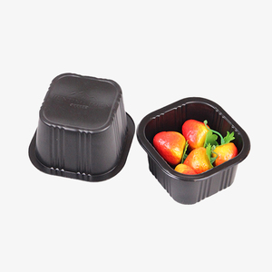 定制尺寸黑色方形容器PP迷你奶油巧克力包装容器一次性塑料食品包装托盘 - Product Image 5