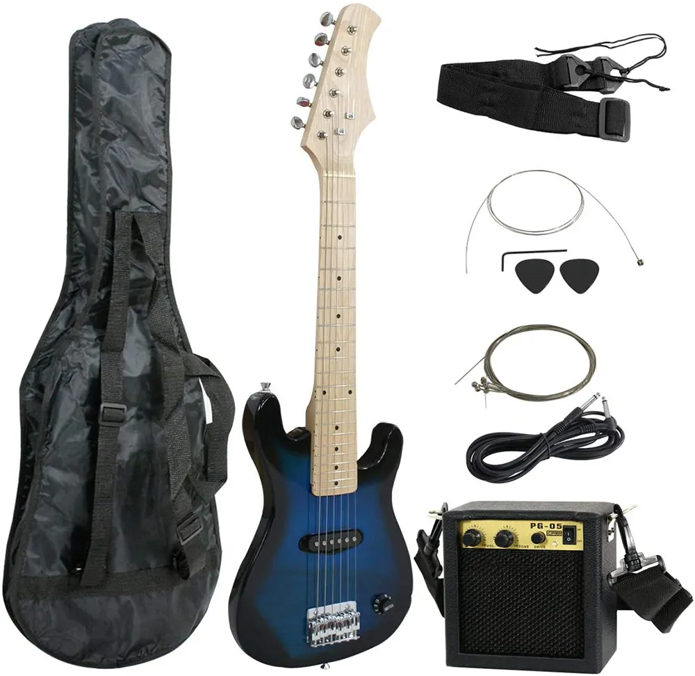 Chinês personalizado OEM DIY forma colorida guitarra elétrica Kits guitarra com 5w mini amplificador e saco Compre em massa por atacado on-line