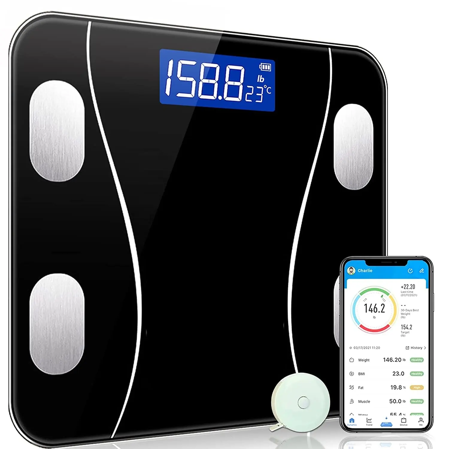 Balança de banheiro eletrônica digital, balança de peso corporal inteligente para casa, balança de pesagem conecta a composição