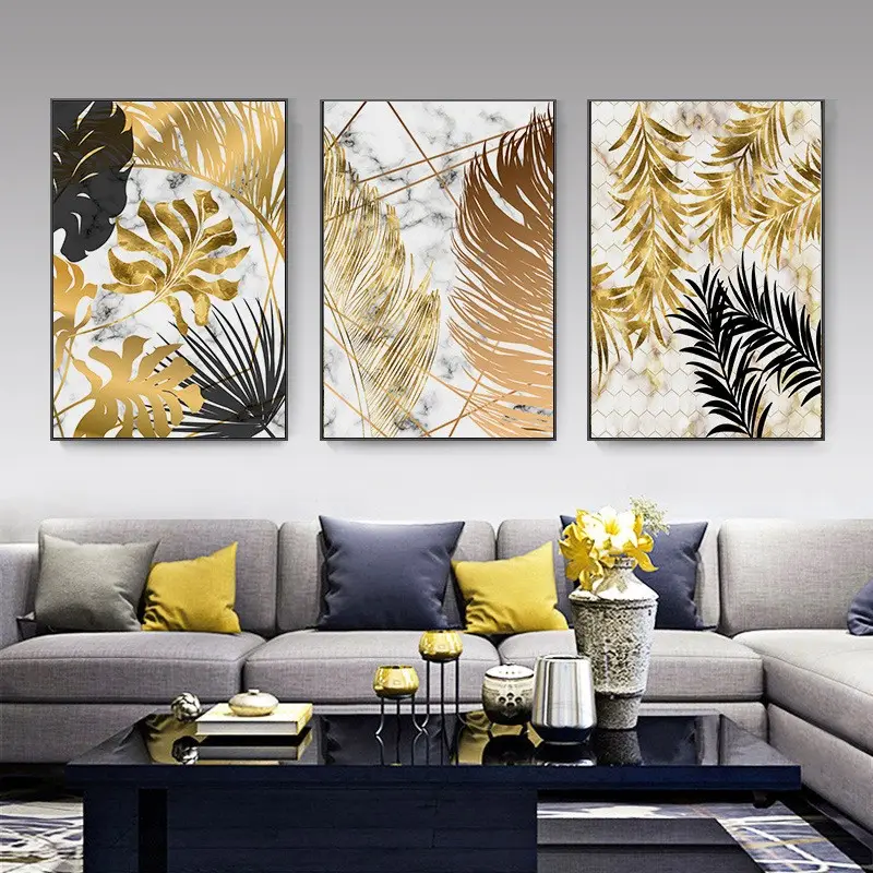 Cinta de lujo nórdica paisaje abstracto pared arte lienzo moderno oro ciervo póster impresión marco pintura para decoración del hogar