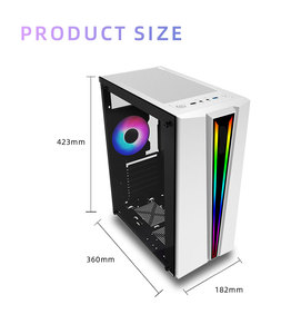 COOLMOONOEMカスタムロゴCPUシャシーPCキャビネットゲームカラーストライプホワイトコンピュータケースデスクトップATX PCケース - Product Image 5