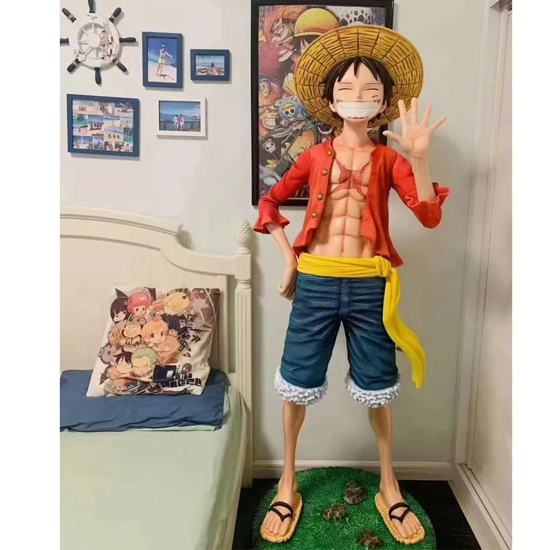 Figura de ação do anime japonês de fibra de vidro, figura de ação personalizada do anime, tamanho de vida, artesanato com resina luffy, estatísticas para decoração