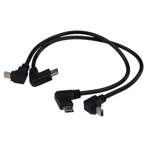 黑色90度角迷你USB 5针公至USB-C 3.1型C公充电数据适配器电缆，用于数码相机 - Product Image 1
