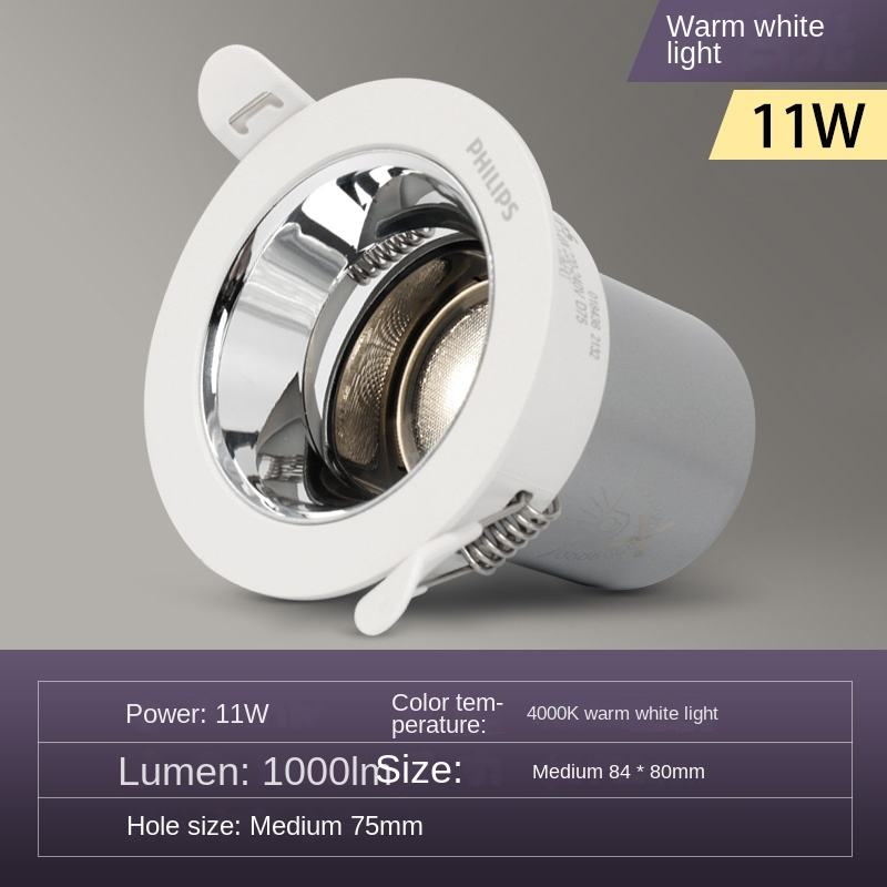 11W 4000K lumière blanche chaude ouverture 68-75mm