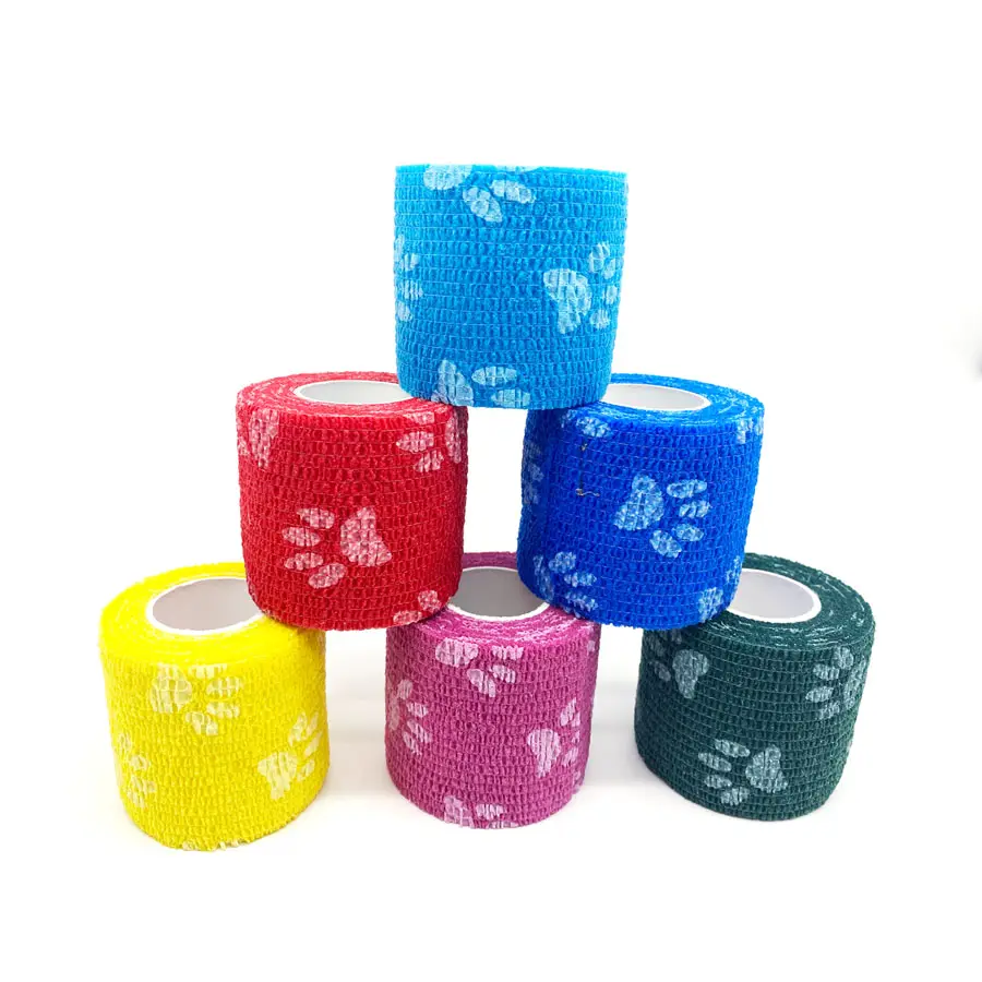 5cm*4.5m Printed pets Cohesive Bandage Veterinary sports tape non woven cohesive elastic bandage