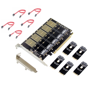 PCIe 5พอร์ต M2 Key B SATA3.0การ์ด SSD JMB585 PCIe SATA M.2 NVME PCIe 5 Bkey M.2 Converter Card - Product Image 1