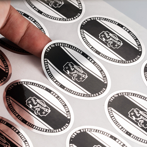 Custom Design logo <strong>Oval</strong> Matte Silver Adhesive Sticker Printing - Product Image 4