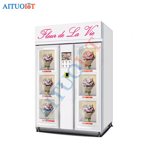 6-Pod Metall Schließfach Verkaufs automat 10-Zoll-Bildschirm Blumen display Münze Kreditkarte Token QR-Code Zahlungs systeme Kühlschrank