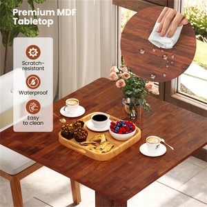 胡桃木方形餐桌，带底座和橡胶木框架 - Product Image 2