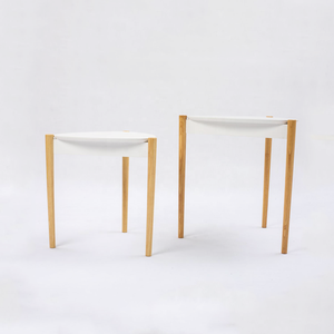 Home Furniture Nordic Bamboo <strong>Nesting</strong> Triangle <strong>End</strong> Set of 2 Coffee <strong>Tables</strong> Modern Minimalist Side <strong>Table</strong> Sets for Living Room - Product Image 4