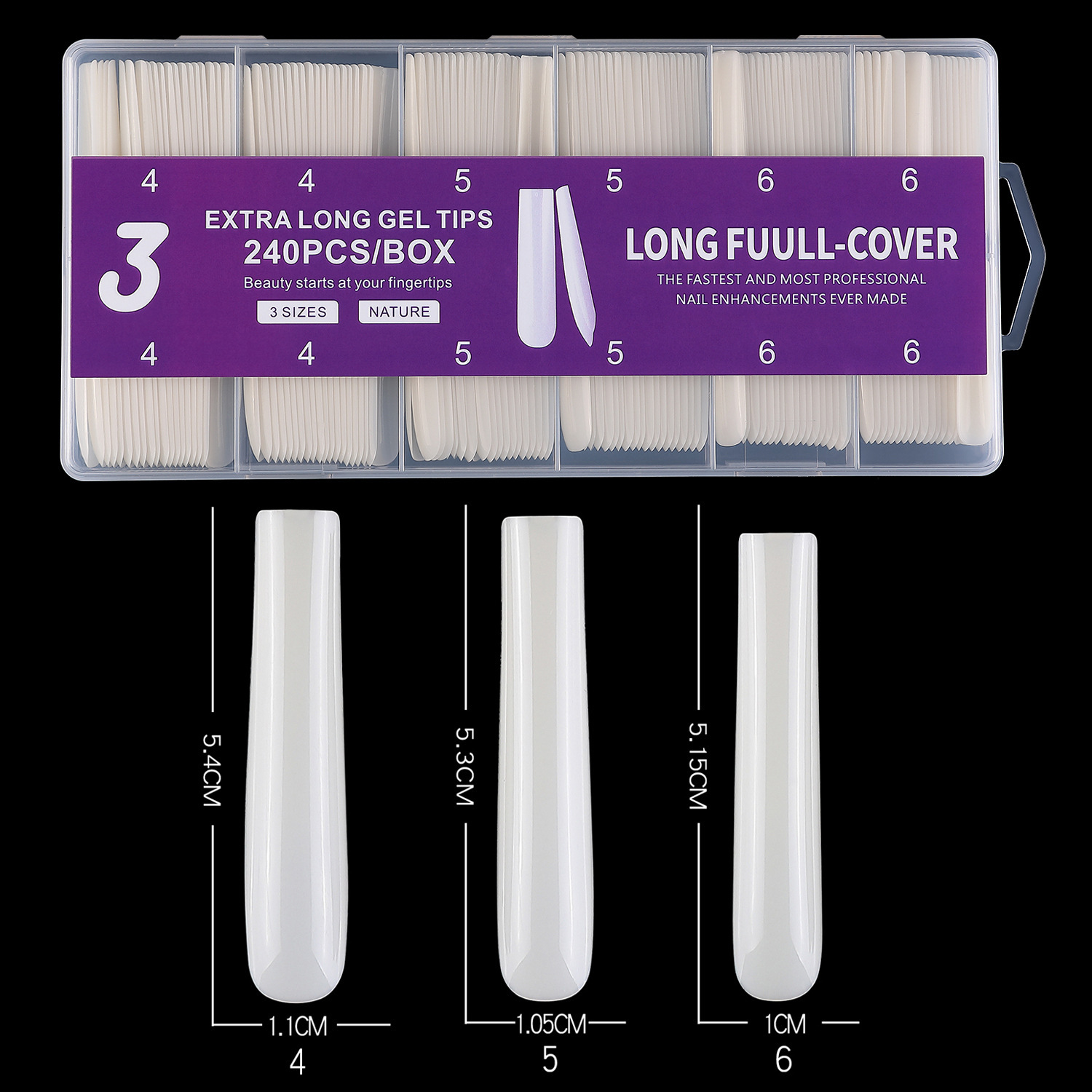 Ongles de ballet extra-longs couleur naturelle 3-456-240 pièces