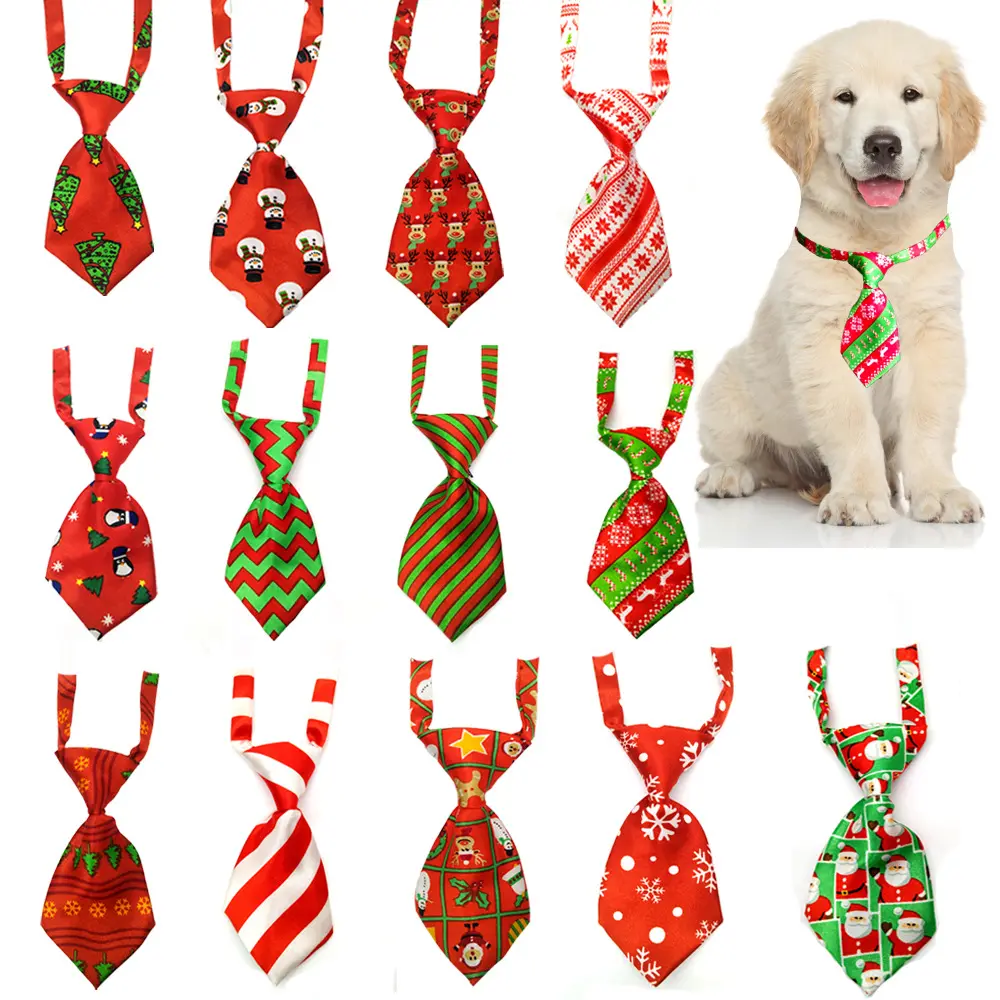 Toptan köpek noel bağları noel yavru köpek kravatlar noel festivali için yay bağları köpek tasması