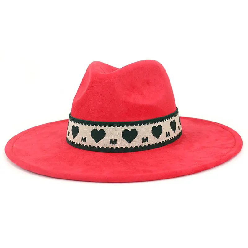 Sombreros de fieltro con detalle de siesta de ante de color sólido al por mayor para mujeres y hombres, sombrero fedora de jazz vintage de ala grande