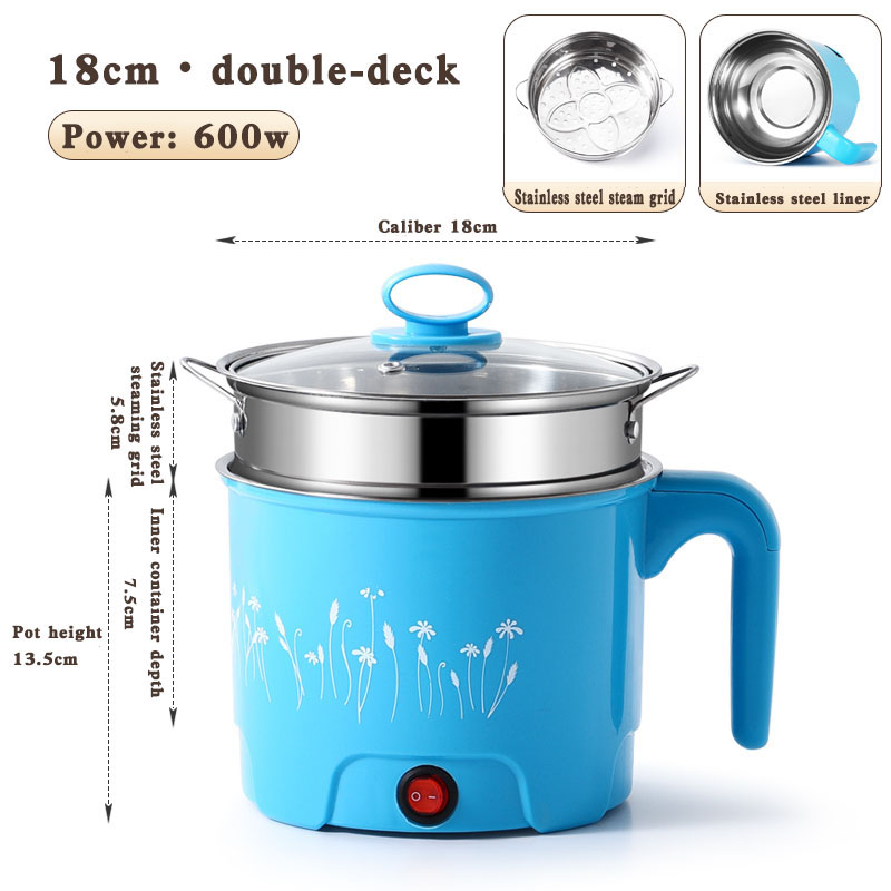 Casserole bleue avec cuiseur vapeur en acier inoxydable (intérieur en acier inoxydable)