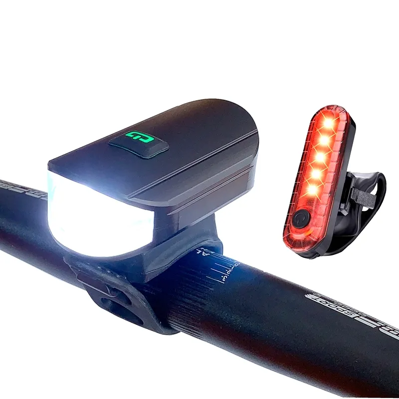 Conjunto de luz de bicicleta recargable por USB, faro delantero de bicicleta potente y 4 modos de luz trasera, Ultra brillante, tipo C, 2023