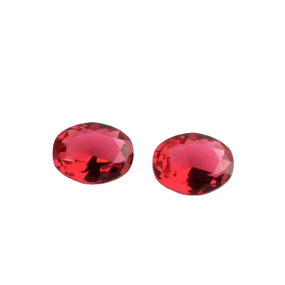 New China Manufacturer Decoration Usage Oval Cut Gemstone Shape Red 5*7 Synthetic Glass Gems