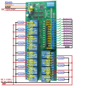 12ch uscita ingresso digitale UART RS485 modulo relè Modbus RTU per PLC PTZ LED controllo macchina motore - Product Image 5