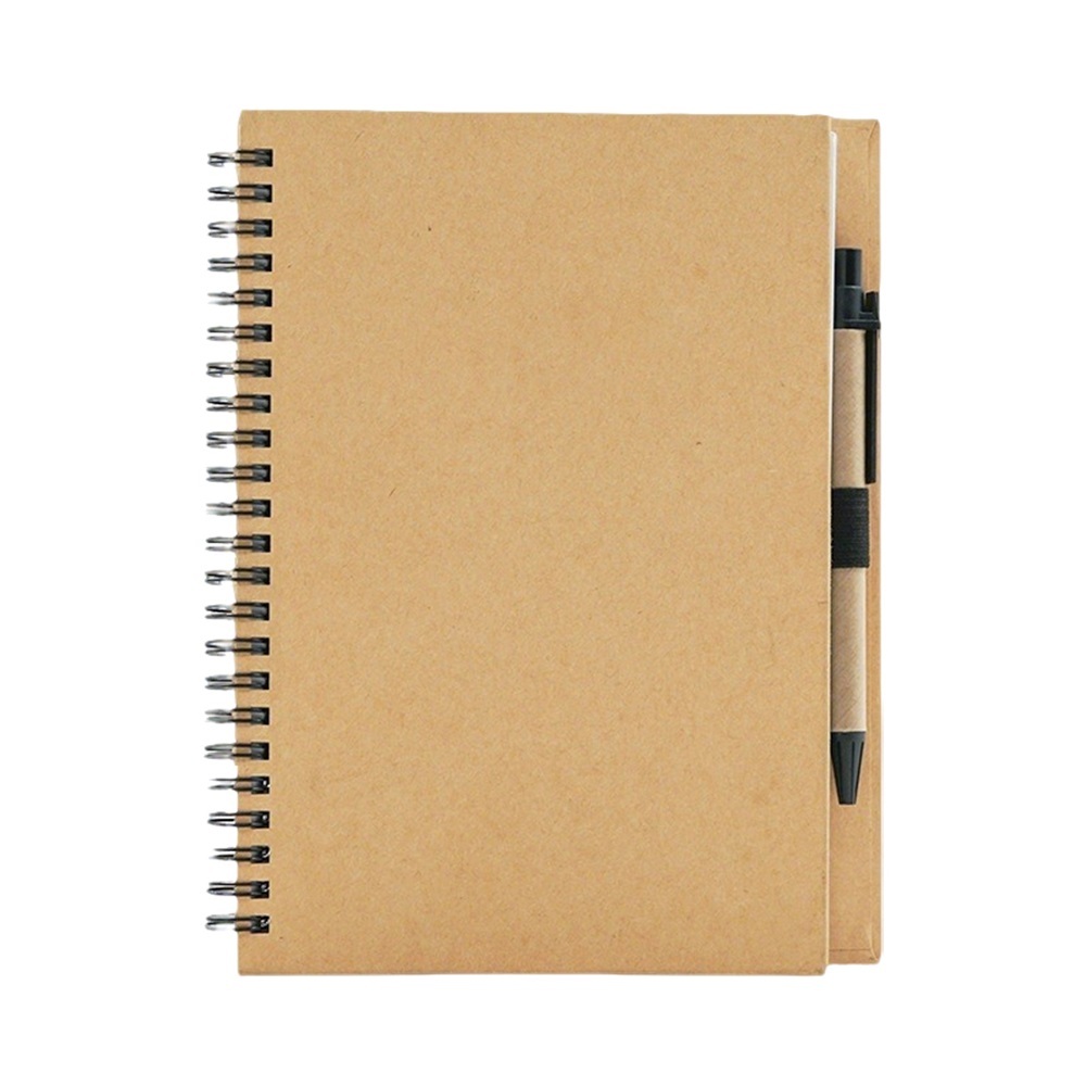 Ensemble carnet à spirale recyclé et stylo avec impression de logo personnalisée