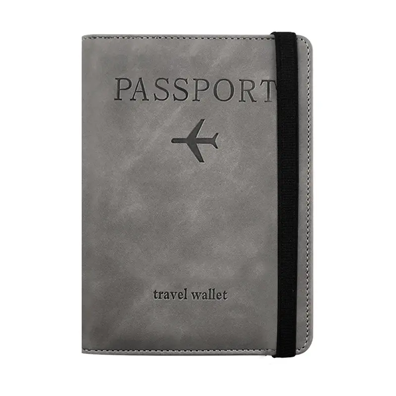 PU Leather RFID Passport Holder Dollar Money Clip with Strap Business Certificate Bags Credit Card Sleeve Cover Travel Wallet