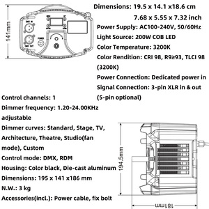 Proyección de color RGBV Stage 1000W, módulo de reemplazo LED para fuente de cuatro luces de imagen, controles DMX/RDM - Product Image 3