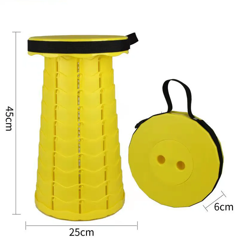 Outdoor Fishing Camping Plastic Retractable Folding Portable Small Stool Chair Folding Telescopic Stool