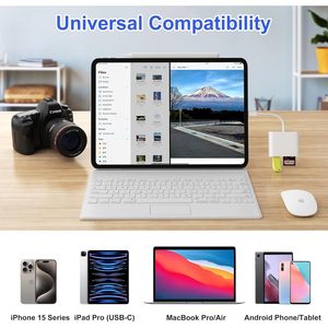 SZHAIYIJIN alta velocidade USB 3.0 tipo C leitor de cartão SD adaptador para <span class=keywords><strong>iPhone</strong></span> 15/16 Pro Max CF leitor de cartão de memória