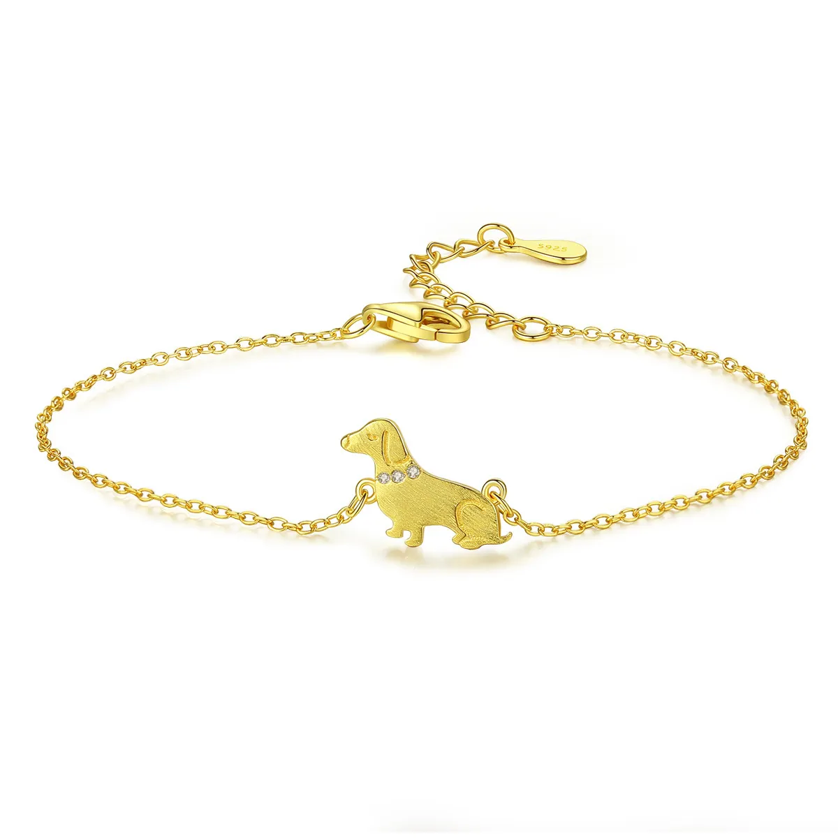 Bracelet plaqué or 18k en argent sterling S925, bijoux, joli chien, animal de compagnie, design