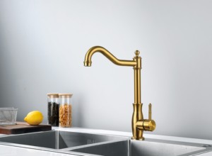 蛇口ヨーロッパスタイルゴールドファッションデザインSUS 304シングルハンドルキッチンシンクシングルホール設置 - Product Image 5
