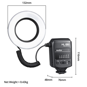 佳能尼康宾得索尼奥林巴斯DSLR相机的Godox ML-150II ML150II微距环闪光灯 - Product Image 2