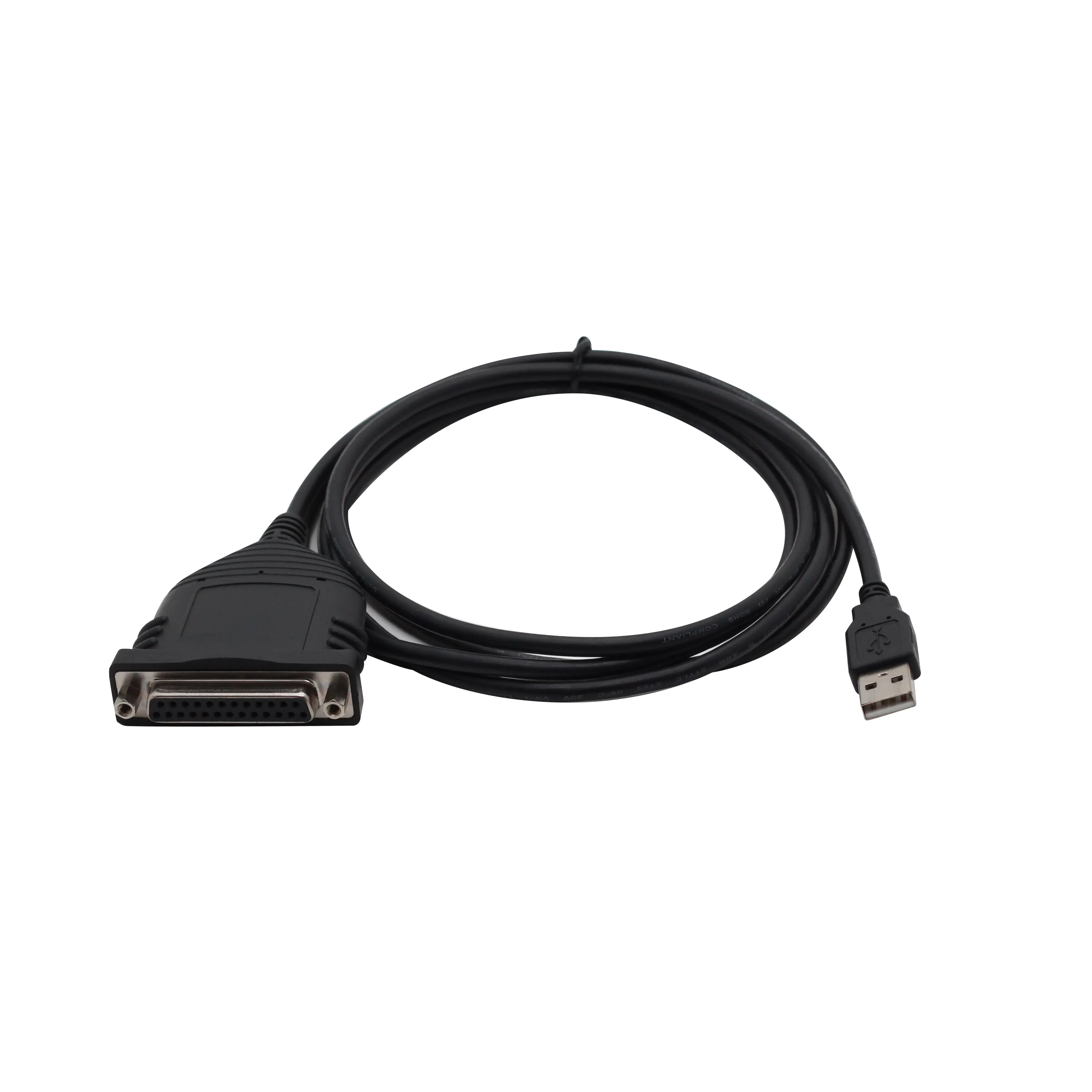 Convertidor USB negro a paralelo USB tipo A Adaptador de Cable de impresora paralelo DB25 a Cable USB 2,0 A