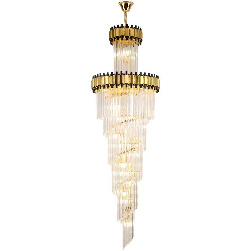 Lampadari scala di lusso illuminazione oro decorazioni per la casa luci di cristallo design a spirale corridoio lobby luce a sospensione lunga