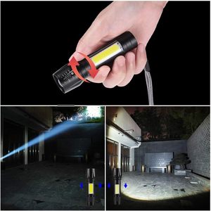 Mini taktik şarj edilebilir 3w alüminyum taşınabilir XPE 500 lümen LED Zoom COB el feneri USB meşale - Product Image 6
