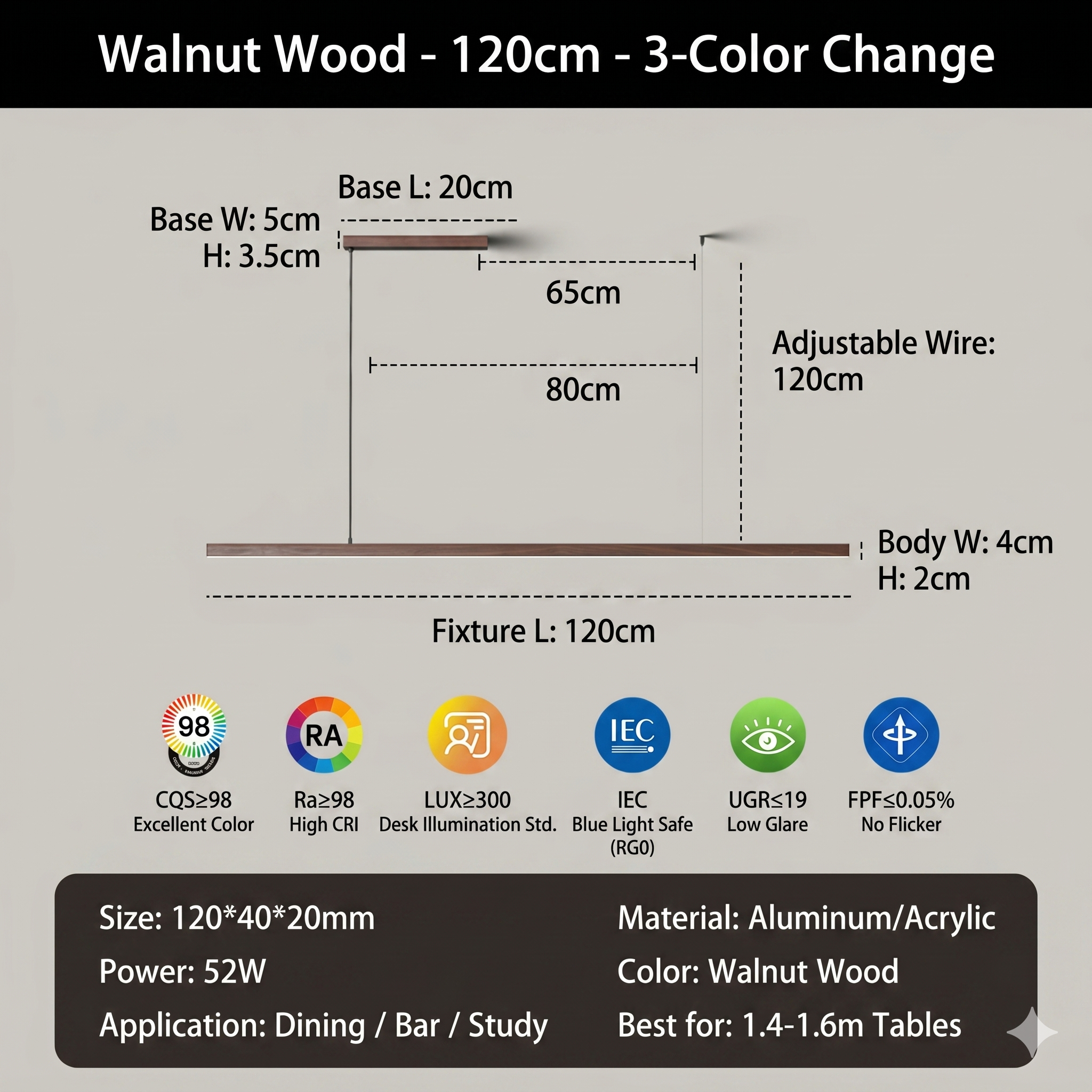 Color caoba 1200*40*20MM