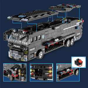 HW 6 in 1 SWAT Black Team of the storm ชุดบล็อกก่อสร้างรถบัสต่อสู้1011ชิ้นเทคโนโลยี DIY อิฐของเล่นสำหรับเด็ก - Product Image 4