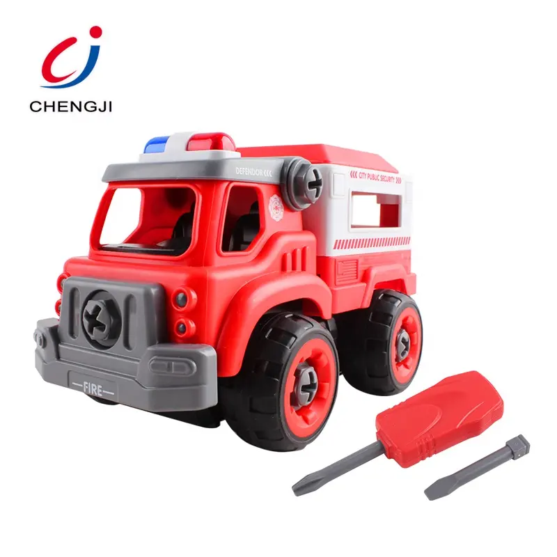 Chengji-modelo de camión de bomberos de bloques de dibujos animados para niños, juguete creativo para montar, coche de plástico Diy