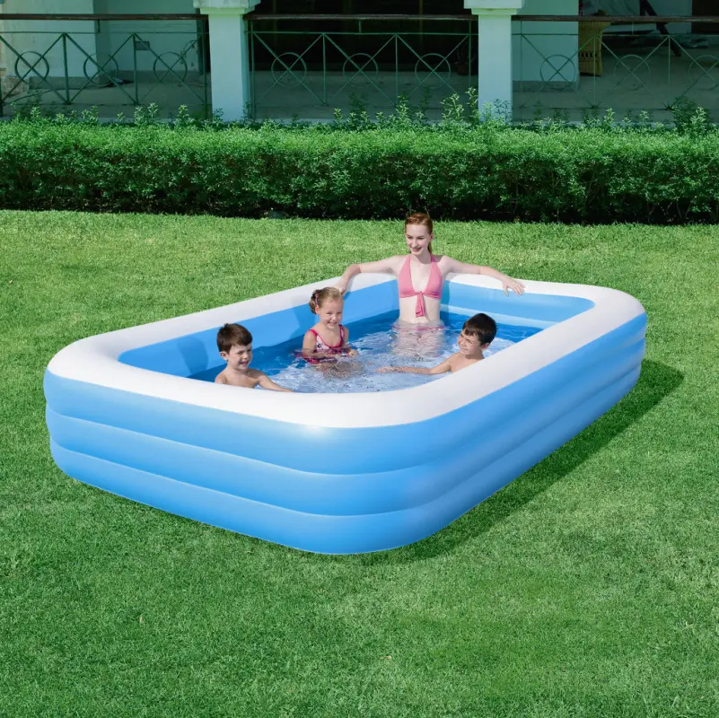 Наружный надувной большой бассейн для взрослых и детей, плавательный бассейн из ПВХ, голубой надувной семейный бассейн над землей