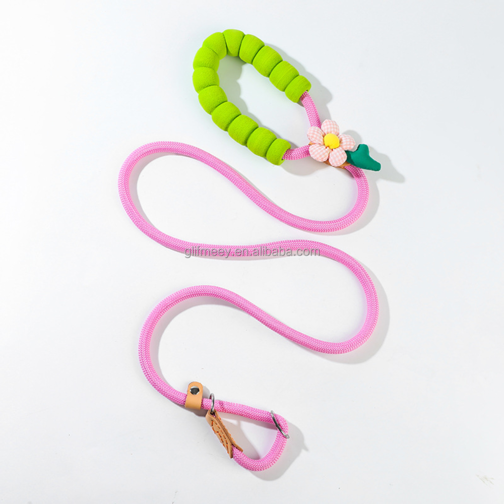 Pink Leash with Flower Decoration