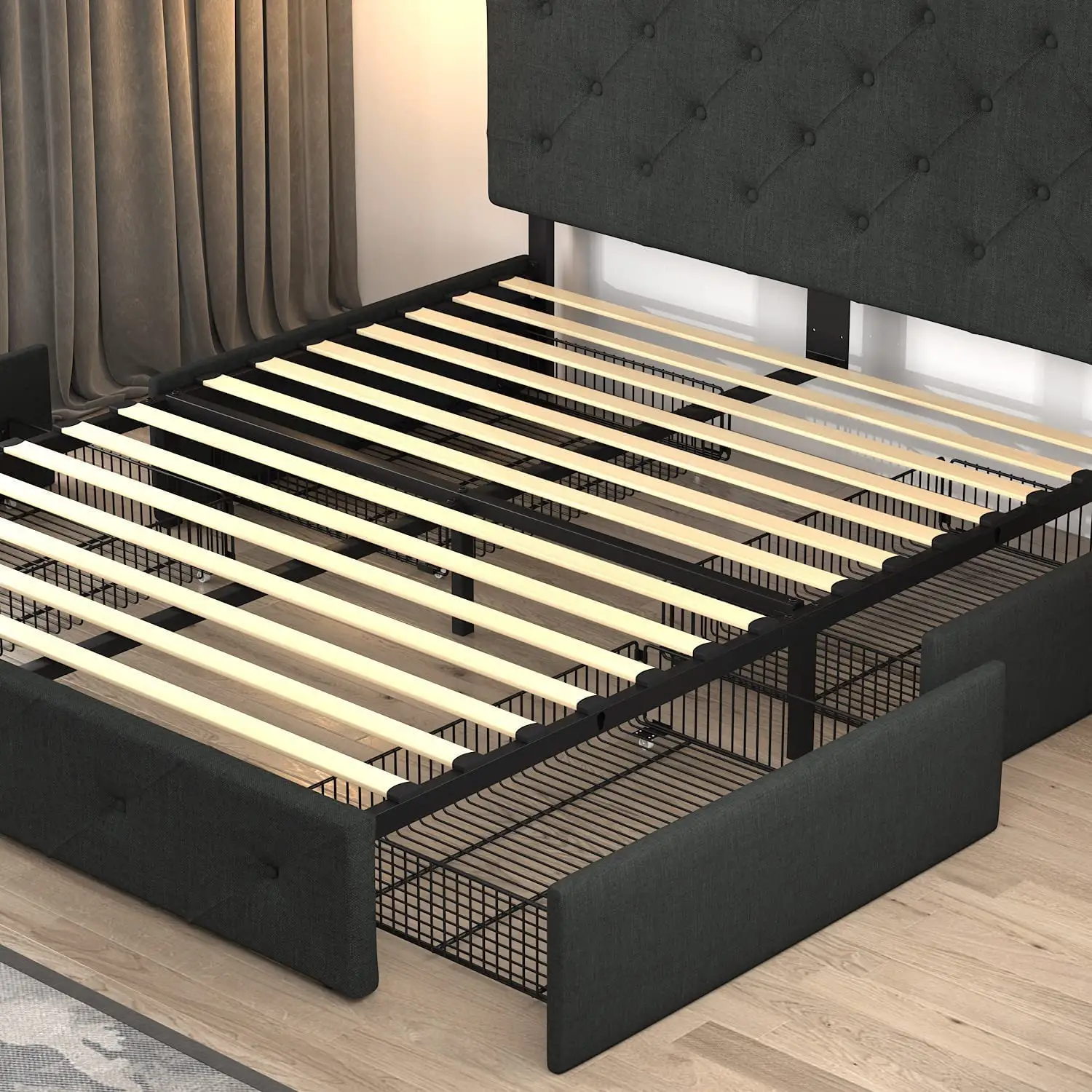 Muebles de dormitorio tapizados con botón suave, muebles modernos de la mejor calidad, baratos, dobles, individual y King Size, 2022