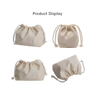 Diseño respetuoso con el medio ambiente diseño de logotipo personalizado 100% algodón lona cadena cordón bolsa de asas para compras bolsa con cordón - Product Image 3
