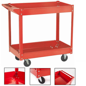รถเข็นเหล็กแพลตฟอร์มเหล็กอเนกประสงค์แบบหมุนได้2ชั้นทนทานมีล้อล็อก - Product Image 5