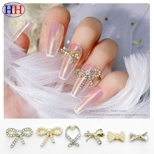 <strong>3D</strong> <strong>Cute</strong> Style Full Diamond Ins Pearl Bow Nail Drill Accessories Mixed Batch of Rhinestone Jewelry for Nail <strong>Art</strong> - Product Image 2