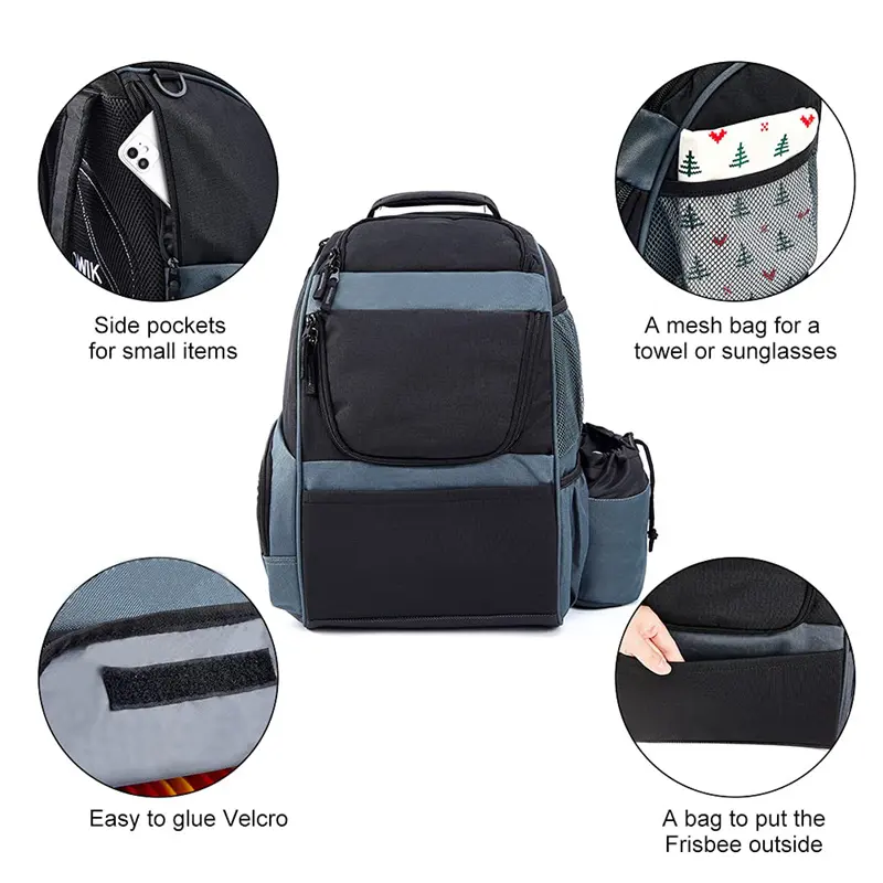 एकाधिक भंडारण जेब शटल डिस्क गोल्फ बैग टिकाऊ आसान ले जाने के लिए डिस्क गोल्फ बैग बड़े डिस्क गोल्फ गाड़ी बैग