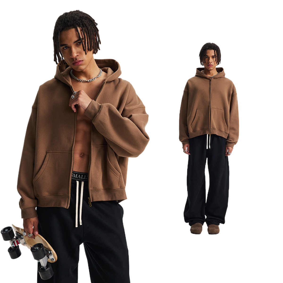 Boxy style-f50 hoodie-eden green